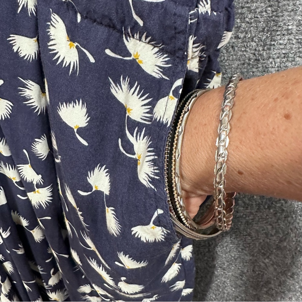 Old Navy jumpsuit XXL navy blue floral pocket tie waist short sleeve snap bodice - Picture 3 of 14